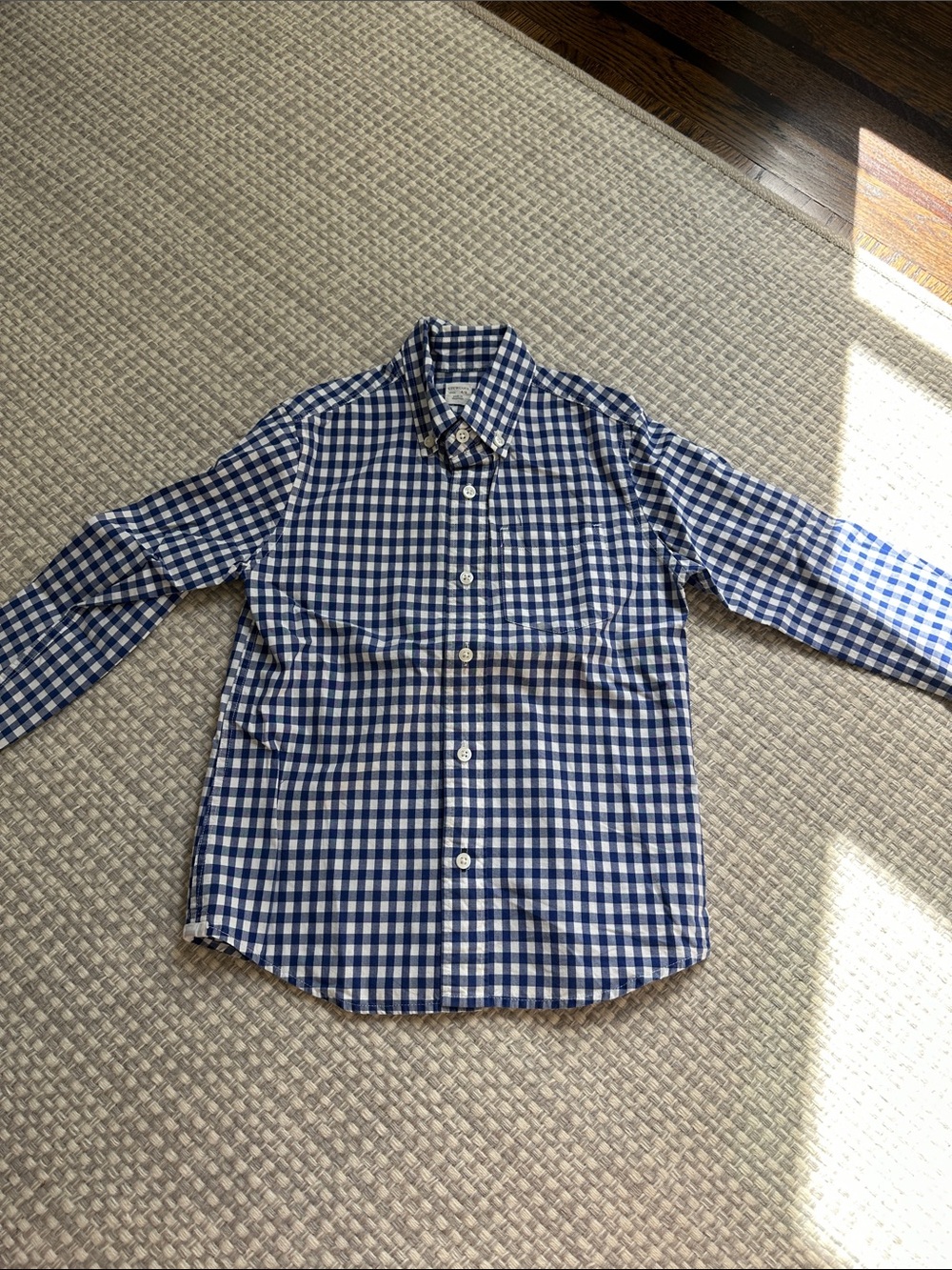 J. Crew Blue and White Gingham Button-Down Shirt